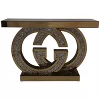 Greta Rose Gold Mirrored Console Table  HOMZY