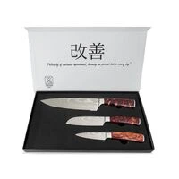 Japanese 3 Piece Modern Chef Knife Set  HOMZY  H66-REDPRO3-10-22