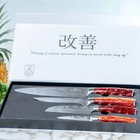 Japanese Soshida Chef Knife Set - Red  HOMZY  H69-REDPRO4-10-22
