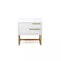 Mika Wood Pedestal With Gold Frame & Handles-White  HOMZY