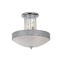 Polished Chrome Ceiling Light with Stippled Glass and Clear Acrylic Crystals | CF722  HOMZY  CF722
