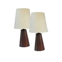 Solid Wood Mini Bedside lamp Twin Pack + Gold Shade | WF158 - Cream White  HOMZY  WF158 - Cream White