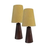Solid Wood Mini Bedside lamp Twin Pack + Gold Shade | WF158 - Gold  HOMZY  WF158 - Gold