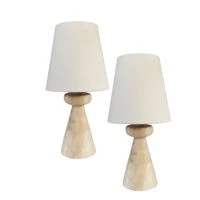 Solid Wood Mini Bedside lamp Twin Pack + White Shade | WF160  HOMZY  WF160