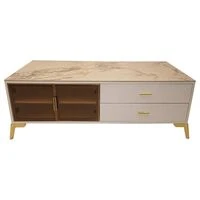 Designer Concepts Axel Coffee Table- White/Gold  HOMZY