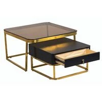 Designer Concepts Tori Nesting Coffee Table- Black And Gold  HOMZY