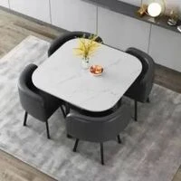 Dining Table And Chairs - 5 Pieces - Marble tabletop - Assembled  HOMZY  DMW806