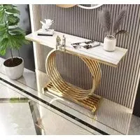 Designer Concepts Dynasty Gold Marble Console Table  HOMZY