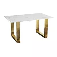 Gold platted Mable Top Dining Table  HOMZY  SKU307