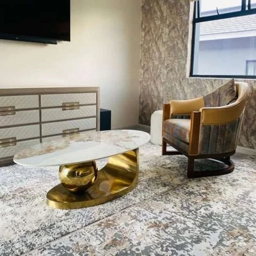 Modern Light Marble Luxury Spheric Coffee Table  HOMZY  MT001