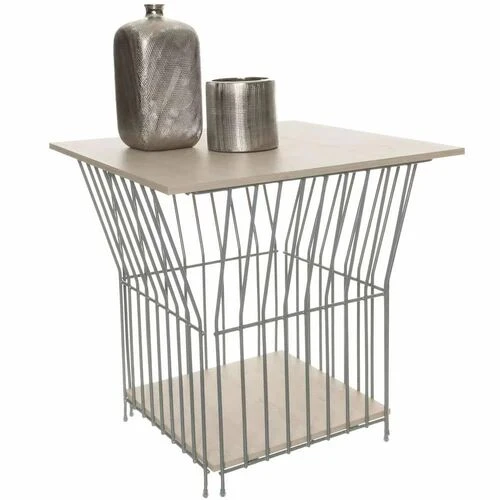 Graphic Square Side Table Chrome and Cream  HOMZY  23320.26.50