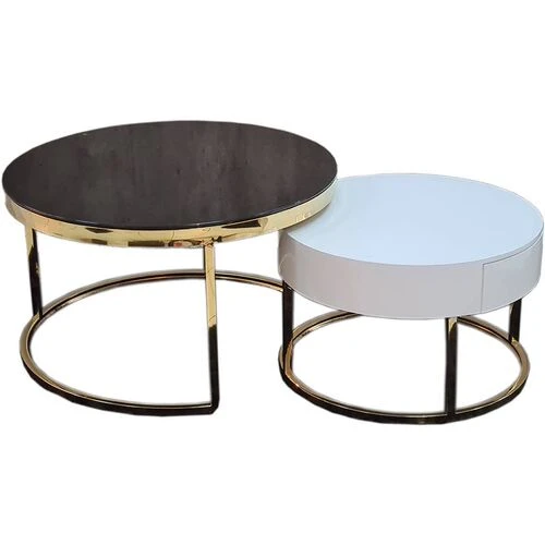 Helsinki Nesting Coffee Table Gold And White  HOMZY