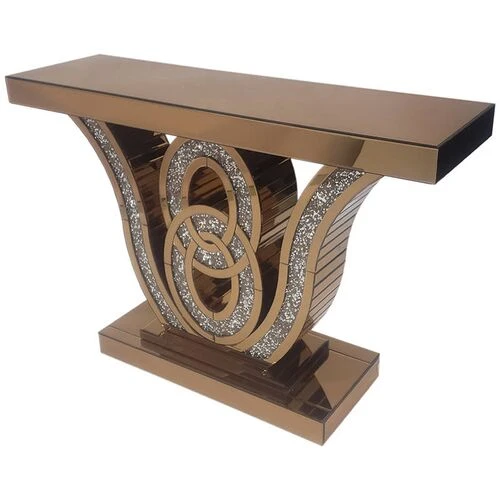 Octova Rose Gold Mirrored Console Table Only  HOMZY