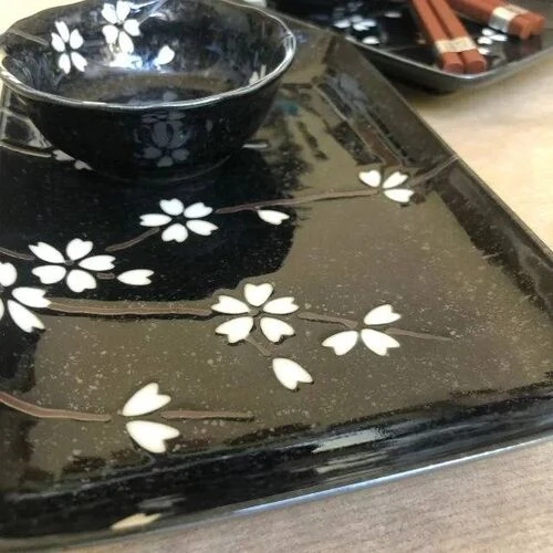 Black Japanese Dinnerware Set – Serves 2  HOMZY  1228
