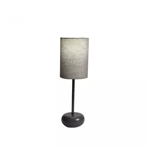 Solid Wood Lamp with Gunmetal Pipe, Grey Round Wooden Base + Grey Shade | WF120  HOMZY  WF120 - S164 Special