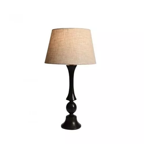 Solid Wood Mahogany Stain Table Lamp + Beige Lamp Shade | WF125  HOMZY  WF125 DARK / S88