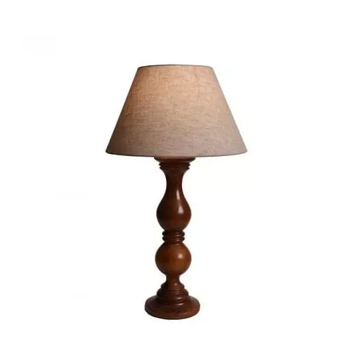 Solid Wood Oak Stained Table Lamp + Cream Shade | WF68  HOMZY  WF68 OAK / S4
