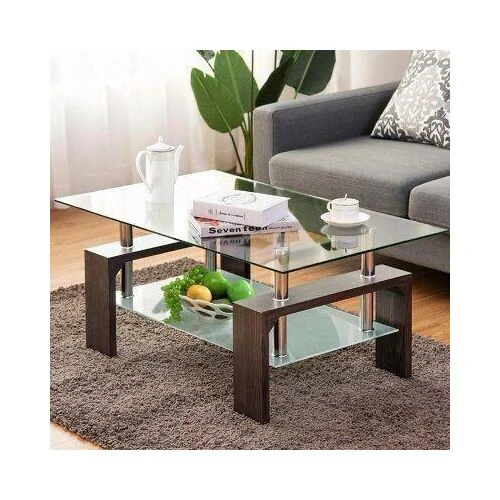 Transparent glass top rectangular coffee table  HOMZY  ASH045