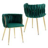 Angelique Dining Chairs With Metal Legs -Green  HOMZY