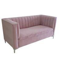 Divine Pleated Couch – 2.5 divisional sofa – Pink velvet  HOMZY  CDPINKV2