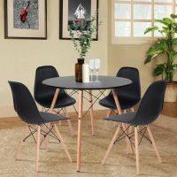Round kitchen table and 4 chairs – 5 piece – Black  HOMZY  DBL5PC