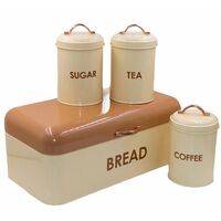 Two Tone Bread Bin & 3Pcs Canister Set - Cream  HOMZY  CH782